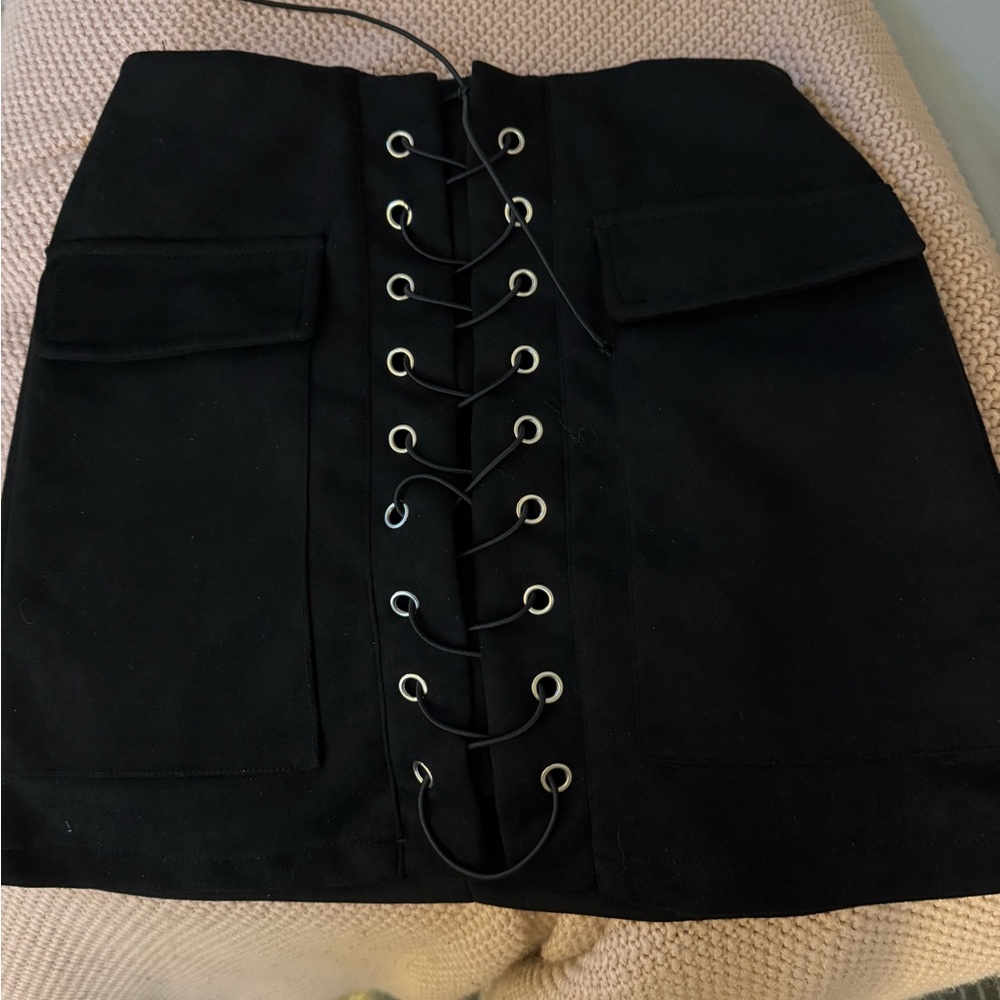 Chic Black Skirt with Lace-Up Detail